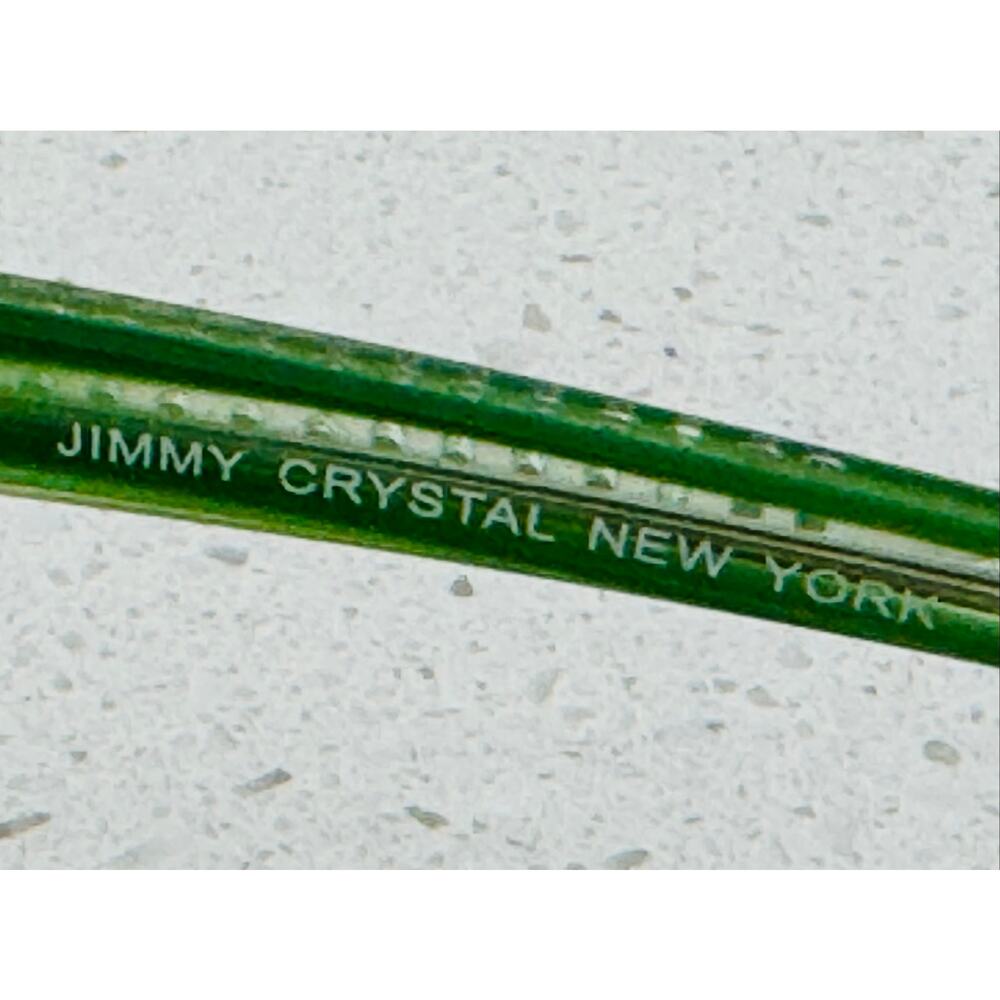 Jimmy Crystal New York White Cat Eye Sunglasses Swarovski Crystal Green Temples - Picture 5 of 5